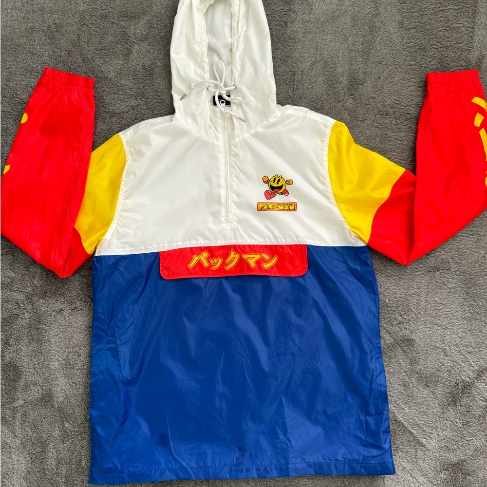 Multicolor, pull over windbreaker, hooded jacket